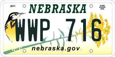NE license plate WWP716