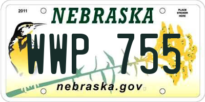 NE license plate WWP755