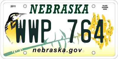 NE license plate WWP764