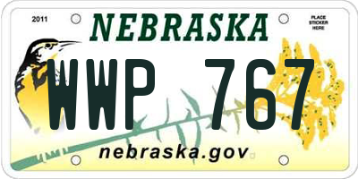 NE license plate WWP767