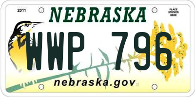 NE license plate WWP796