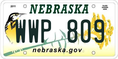 NE license plate WWP809