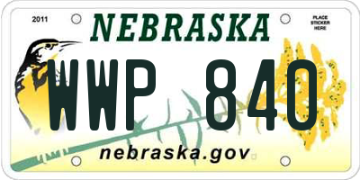 NE license plate WWP840