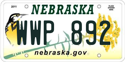 NE license plate WWP892