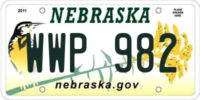 NE license plate WWP982