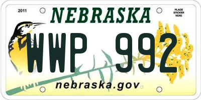 NE license plate WWP992