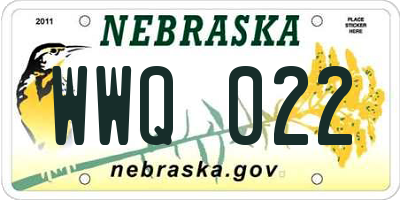 NE license plate WWQ022