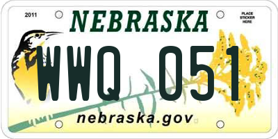 NE license plate WWQ051