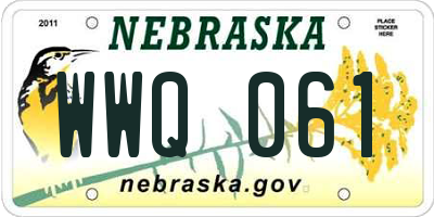 NE license plate WWQ061