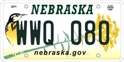 NE license plate WWQ080
