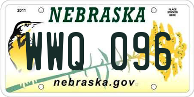 NE license plate WWQ096