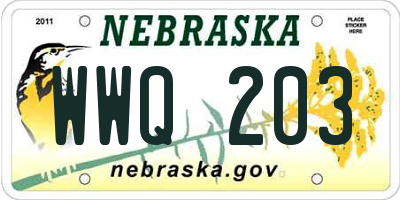 NE license plate WWQ203