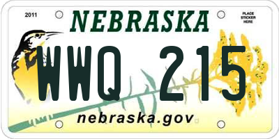 NE license plate WWQ215