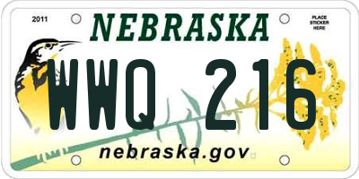 NE license plate WWQ216