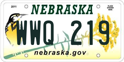 NE license plate WWQ219