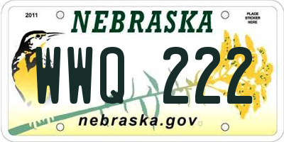 NE license plate WWQ222