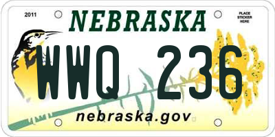 NE license plate WWQ236