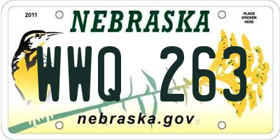 NE license plate WWQ263