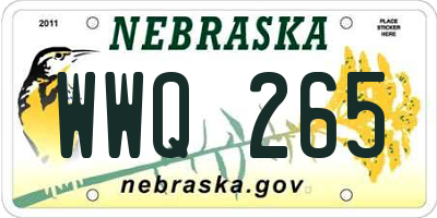 NE license plate WWQ265