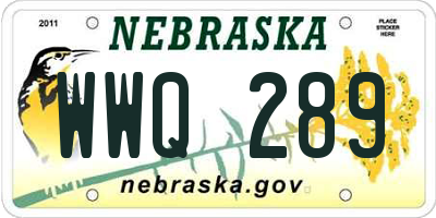 NE license plate WWQ289