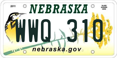 NE license plate WWQ310