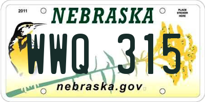 NE license plate WWQ315