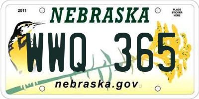 NE license plate WWQ365