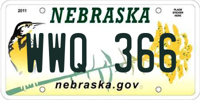 NE license plate WWQ366