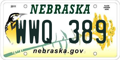 NE license plate WWQ389