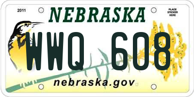NE license plate WWQ608