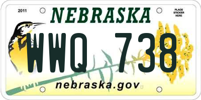 NE license plate WWQ738