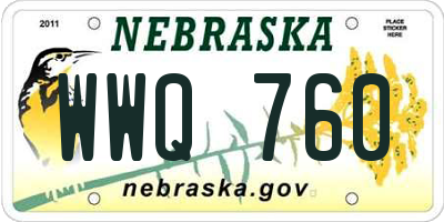 NE license plate WWQ760