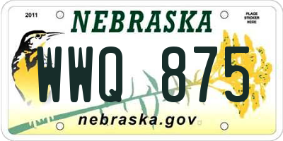 NE license plate WWQ875