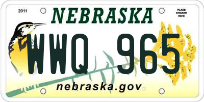 NE license plate WWQ965
