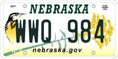 NE license plate WWQ984