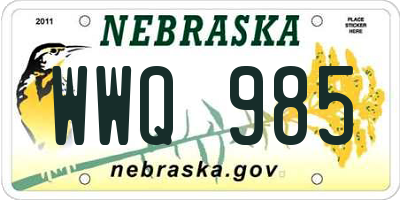 NE license plate WWQ985