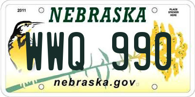 NE license plate WWQ990
