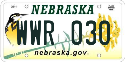 NE license plate WWR030