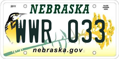 NE license plate WWR033