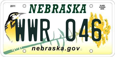 NE license plate WWR046