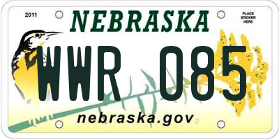 NE license plate WWR085
