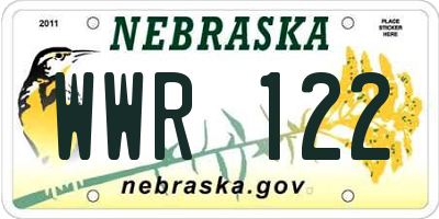 NE license plate WWR122