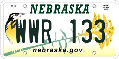NE license plate WWR133