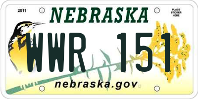 NE license plate WWR151