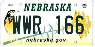 NE license plate WWR166