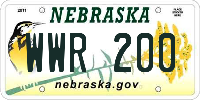 NE license plate WWR200