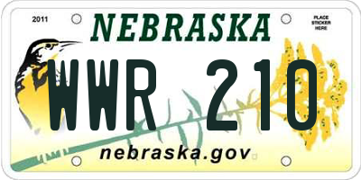 NE license plate WWR210