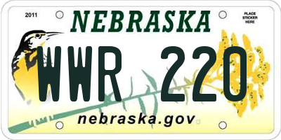 NE license plate WWR220