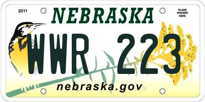NE license plate WWR223