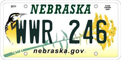 NE license plate WWR246